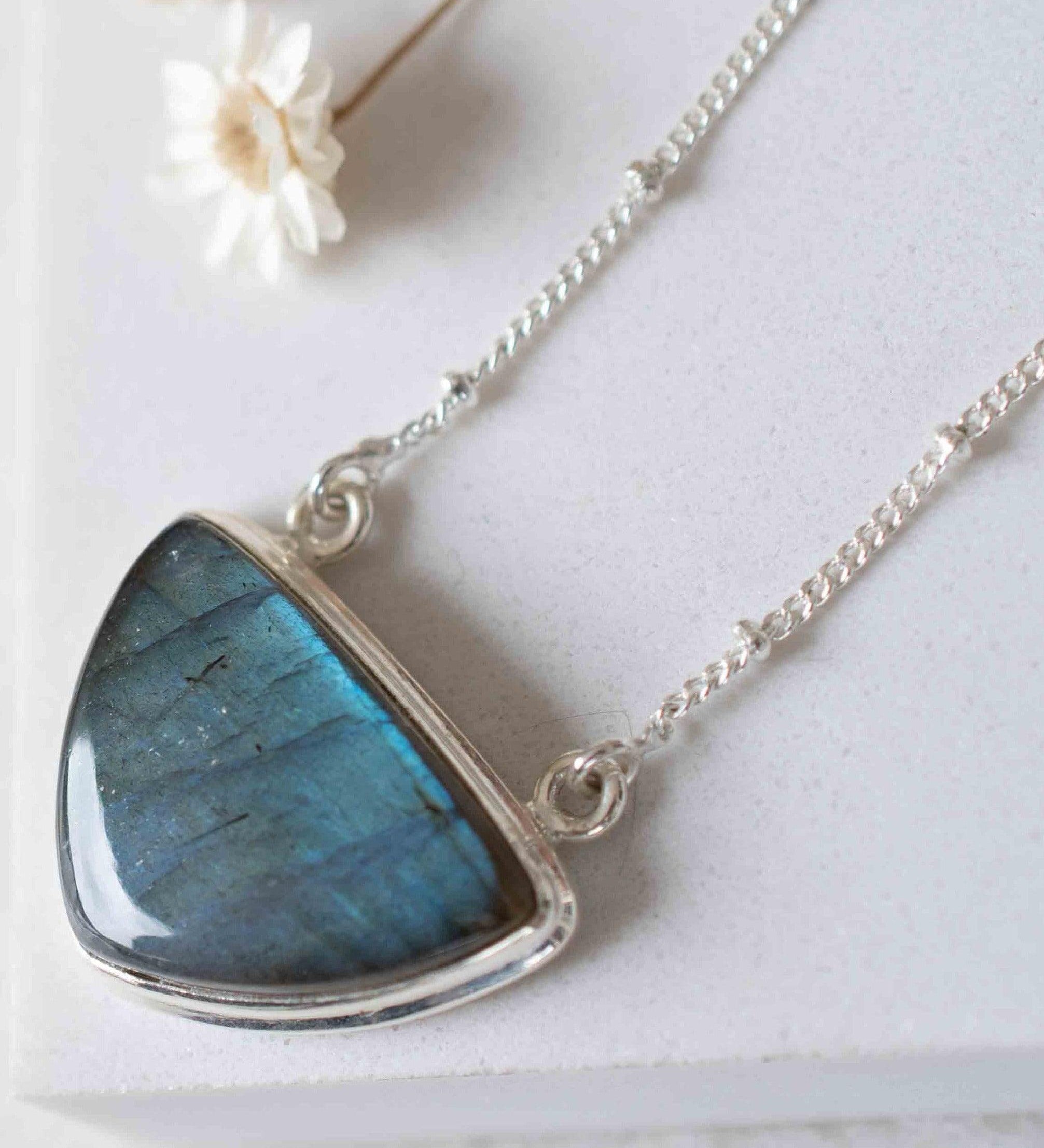 Labradorite half moon Necklace ~ Sterling Silver 925 ~Jewelry ~ Gift For Her ~ Minimalist~ Handmade~ Thin Chain~ Delicate ~Layered ~ MN090
