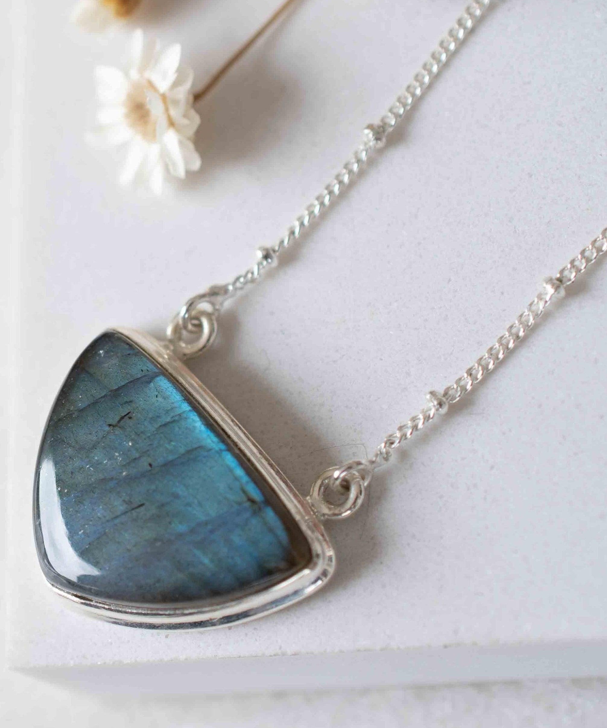 Labradorite half moon Necklace ~ Sterling Silver 925 ~Jewelry ~ Gift For Her ~ Minimalist~ Handmade~ Thin Chain~ Delicate ~Layered ~ MN090