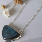 Labradorite half moon Necklace ~ Sterling Silver 925 ~Jewelry ~ Gift For Her ~ Minimalist~ Handmade~ Thin Chain~ Delicate ~Layered ~ MN090