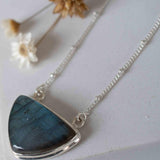 Labradorite half moon Necklace ~ Sterling Silver 925 ~Jewelry ~ Gift For Her ~ Minimalist~ Handmade~ Thin Chain~ Delicate ~Layered ~ MN090