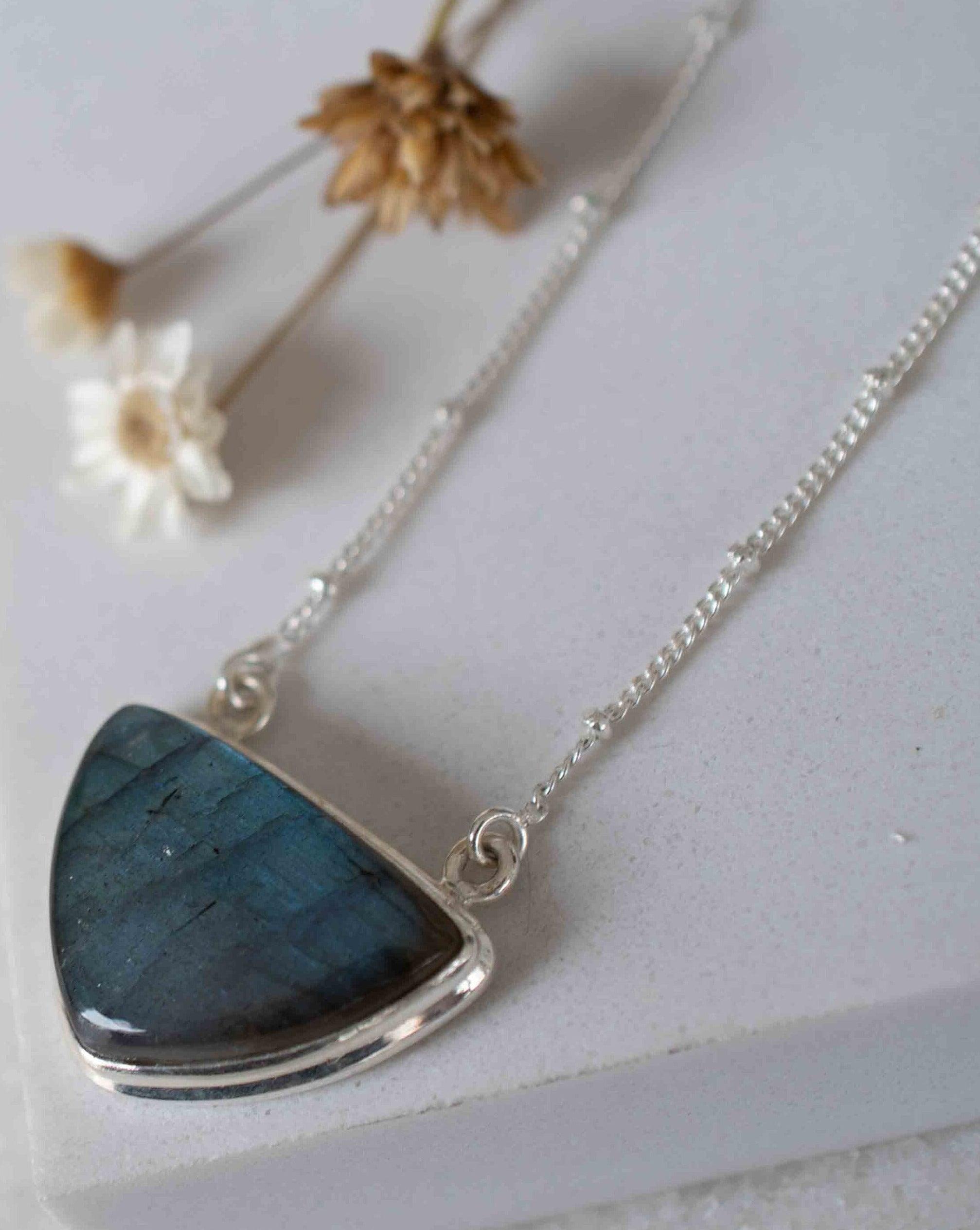 Labradorite half moon Necklace ~ Sterling Silver 925 ~Jewelry ~ Gift For Her ~ Minimalist~ Handmade~ Thin Chain~ Delicate ~Layered ~ MN090