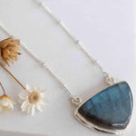 Labradorite half moon Necklace ~ Sterling Silver 925 ~Jewelry ~ Gift For Her ~ Minimalist~ Handmade~ Thin Chain~ Delicate ~Layered ~ MN090