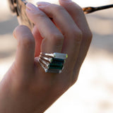 Carine Ring ~ Green Tourmaline Hydro ~ Sterling Silver 925 ~MR231