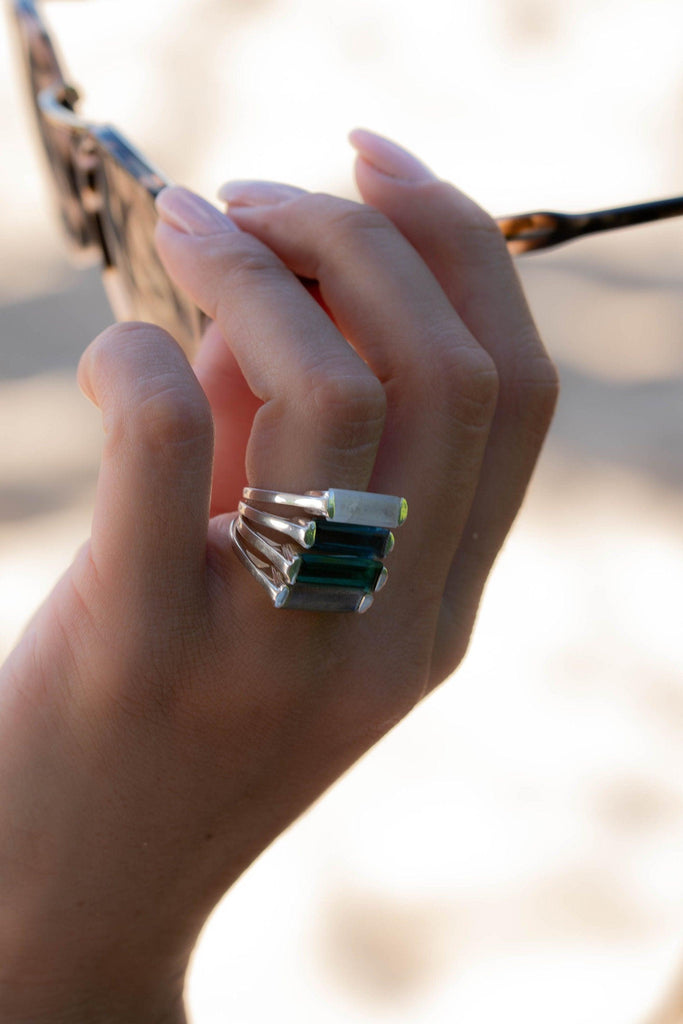 Unique 925 Sterling Silver Green 2024 Tourmaline Ring