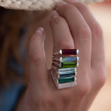 Carine Ring ~ Green Tourmaline Hydro ~ Sterling Silver 925 ~MR231