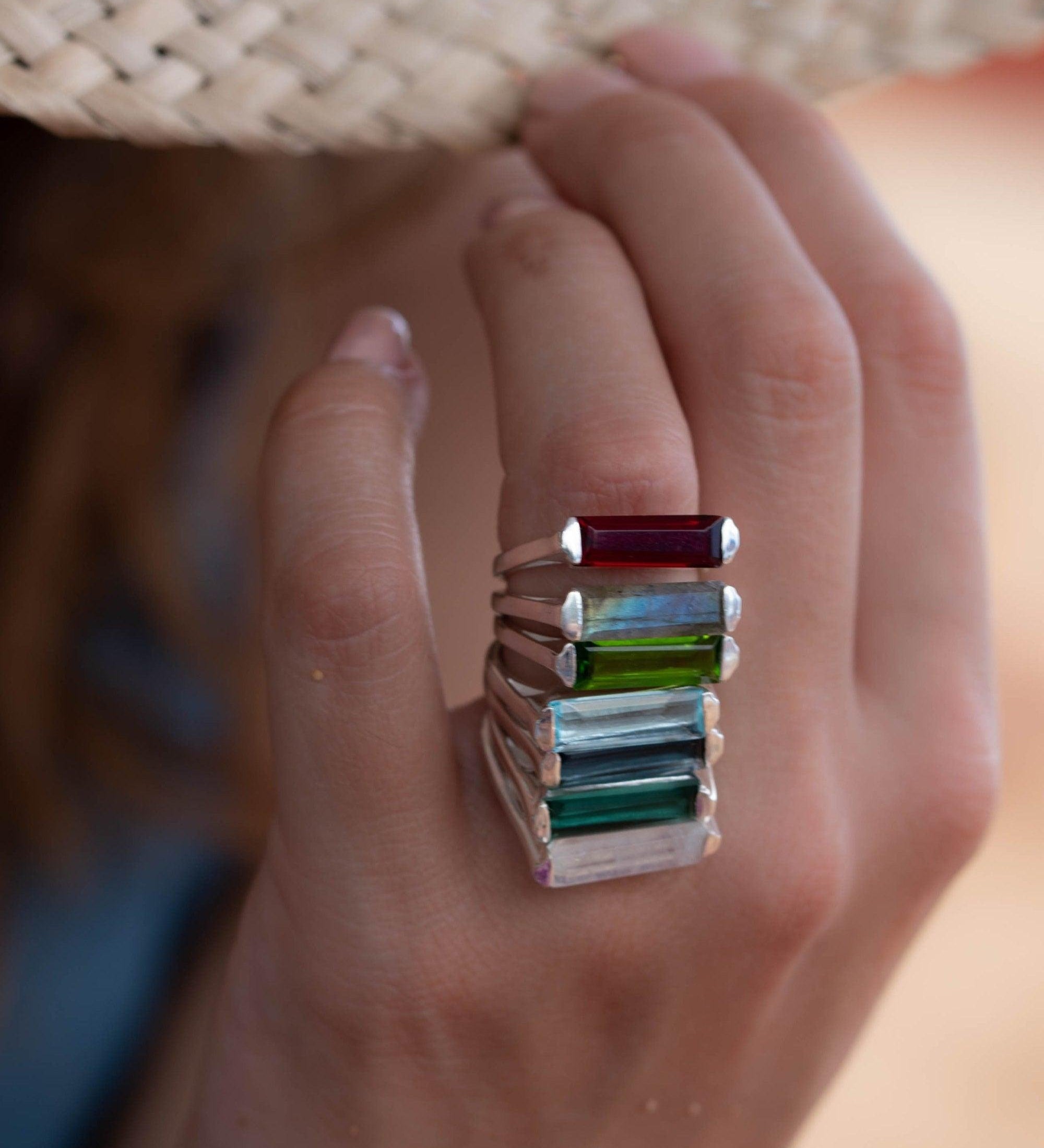 Carine Ring ~ Green Tourmaline Hydro ~ Sterling Silver 925 ~MR231