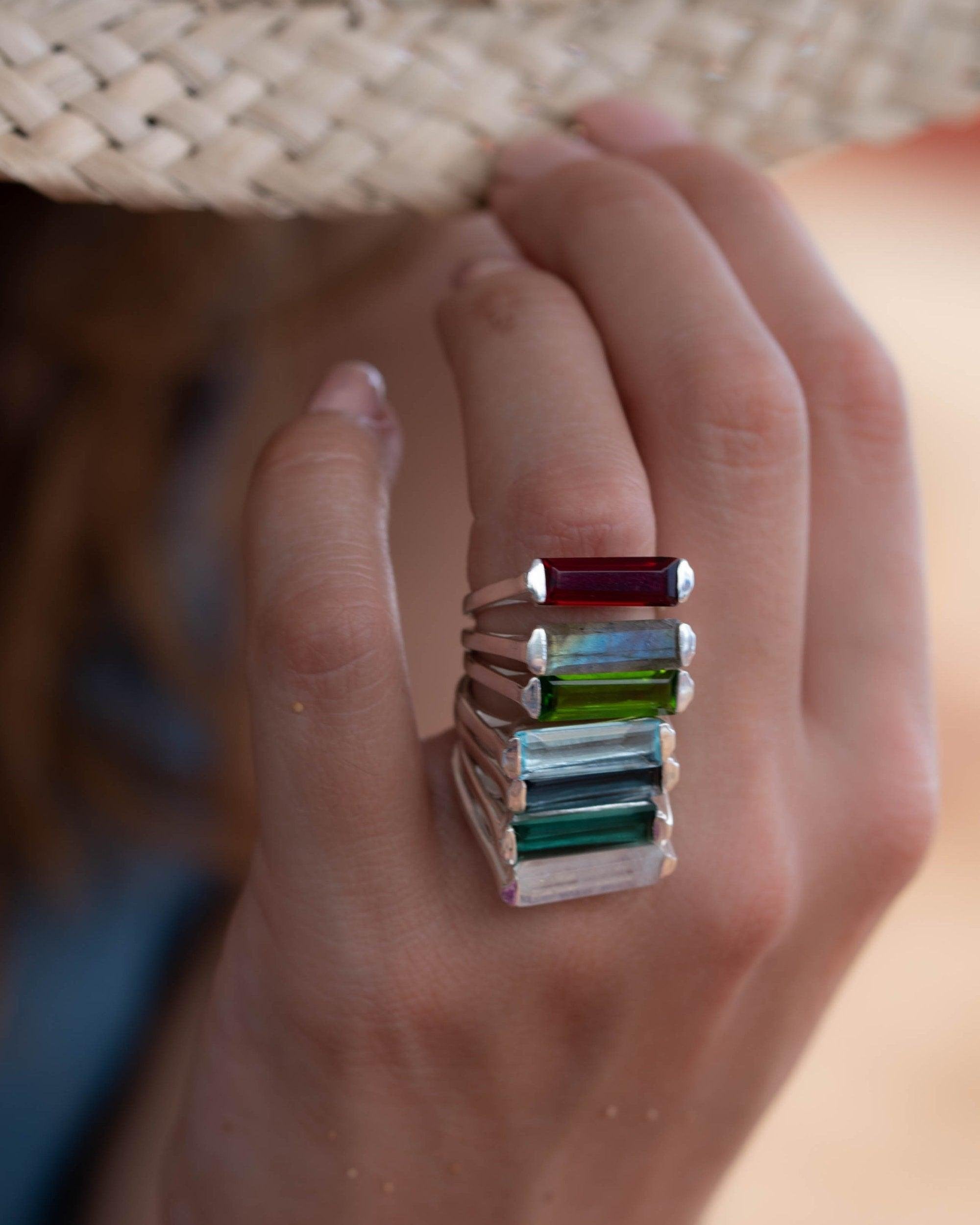 Carine Ring ~ Green Tourmaline Hydro ~ Sterling Silver 925 ~MR231