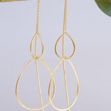 Threader Earrings ~ 18k Gold Plated or Sterling Silver Earrings ~ Tear Drop~ Geometric ~ Handmade ~ Jewelry ~ Gift for her ~ ME027