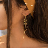 Threader Earrings ~ 18k Gold Plated or Sterling Silver Earrings ~ Tear Drop~ Geometric ~ Handmade ~ Jewelry ~ Gift for her ~ ME027