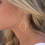 Threader Earrings ~ 18k Gold Plated or Sterling Silver Earrings ~ Tear Drop~ Geometric ~ Handmade ~ Jewelry ~ Gift for her ~ ME027