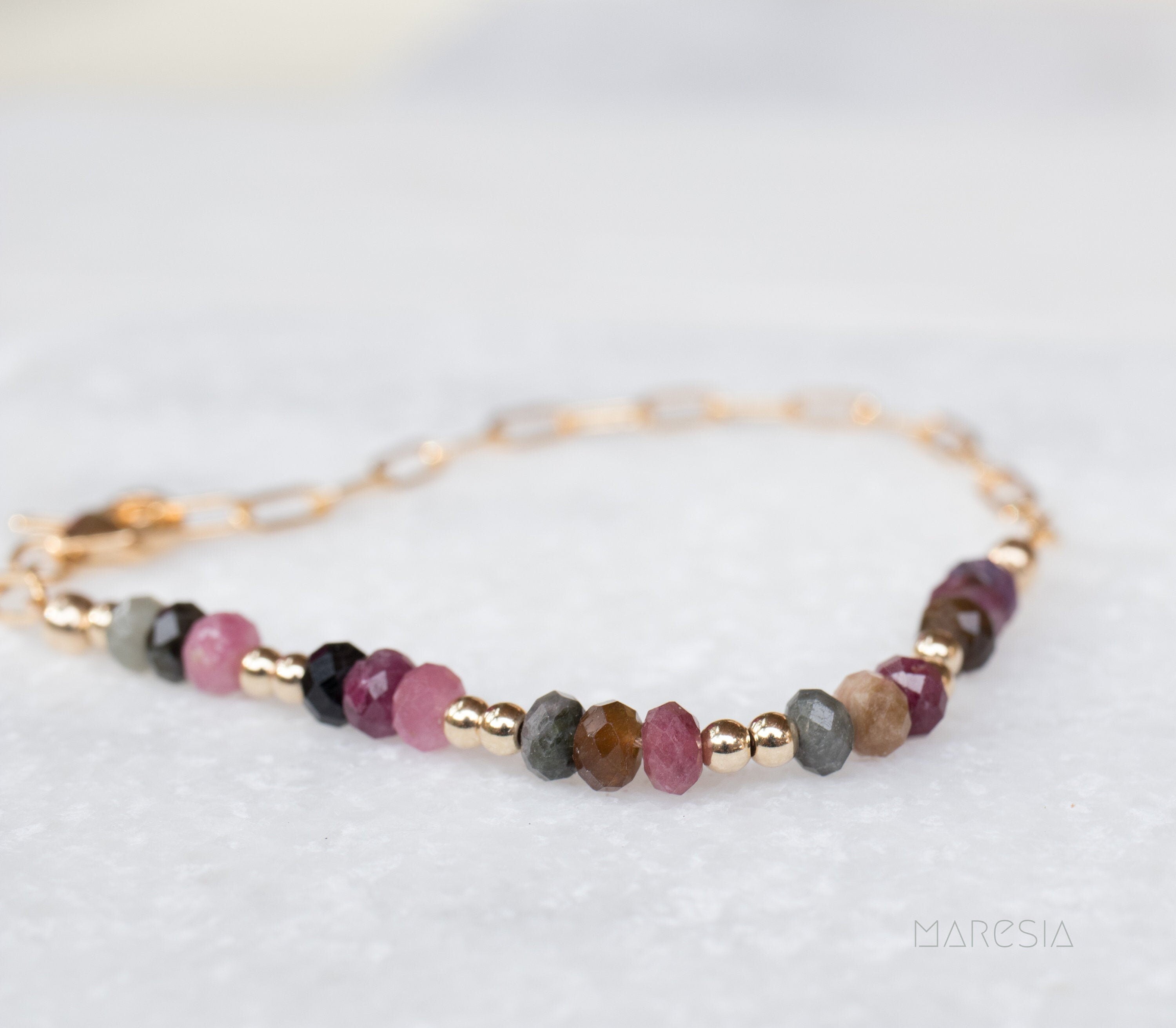 Tourmaline Bracelet ~ Gold Filled or Sterling Silver 925 ~ Handmade ~ Hippie ~Bohemian ~Jewelry ~Stackable MB016