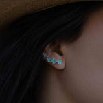 Aqua Chalcedony Ear Climber Earrings ~Stud ~ Jewelry ~ Sterling silver ~ Natural ~ Minimalist Everyday ~ Gift for Her ~ Boho ~Hippie~ ME166