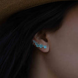 Aqua Chalcedony Ear Climber Earrings ~Stud ~ Jewelry ~ Sterling silver ~ Natural ~ Minimalist Everyday ~ Gift for Her ~ Boho ~Hippie~ ME166