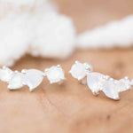 Moonstone Ear Climber Earrings ~Stud ~ Jewelry ~ Sterling Silver 925 ~ Natural ~ Minimalist Everyday ~ Gift for Her ~ Boho ~ Hippie ~ ME167