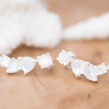 Moonstone Ear Climber Earrings ~Stud ~ Jewelry ~ Sterling Silver 925 ~ Natural ~ Minimalist Everyday ~ Gift for Her ~ Boho ~ Hippie ~ ME167