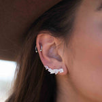 Moonstone Ear Climber Earrings ~Stud ~ Jewelry ~ Sterling Silver 925 ~ Natural ~ Minimalist Everyday ~ Gift for Her ~ Boho ~ Hippie ~ ME167