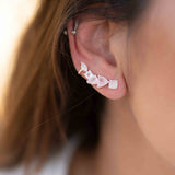 Rose Quartz Ear Climber Earrings ~ Sterling Silver 925 ~ Stud ~ Jewelry ~ Natural ~ Minimalist Everyday ~ Gift for Her ~ Boho~Hippie~ ME168