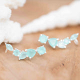 Aqua Chalcedony Ear Climber Earrings ~Stud ~ Jewelry ~ Sterling silver ~ Natural ~ Minimalist Everyday ~ Gift for Her ~ Boho ~Hippie~ ME166