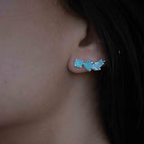 Aqua Chalcedony Ear Climber Earrings ~Stud ~ Jewelry ~ Sterling silver ~ Natural ~ Minimalist Everyday ~ Gift for Her ~ Boho ~Hippie~ ME166