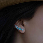 Aqua Chalcedony Ear Climber Earrings ~Stud ~ Jewelry ~ Sterling silver ~ Natural ~ Minimalist Everyday ~ Gift for Her ~ Boho ~Hippie~ ME166