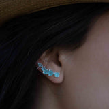 Aqua Chalcedony Ear Climber Earrings ~Stud ~ Jewelry ~ Sterling silver ~ Natural ~ Minimalist Everyday ~ Gift for Her ~ Boho ~Hippie~ ME166