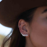 Moonstone Ear Climber Earrings ~Stud ~ Jewelry ~ Sterling Silver 925 ~ Natural ~ Minimalist Everyday ~ Gift for Her ~ Boho ~ Hippie ~ ME167