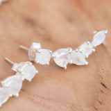 Moonstone Ear Climber Earrings ~Stud ~ Jewelry ~ Sterling Silver 925 ~ Natural ~ Minimalist Everyday ~ Gift for Her ~ Boho ~ Hippie ~ ME167