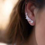 Rose Quartz Ear Climber Earrings ~ Sterling Silver 925 ~ Stud ~ Jewelry ~ Natural ~ Minimalist Everyday ~ Gift for Her ~ Boho~Hippie~ ME168