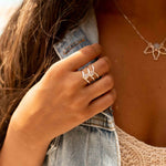 Moonstone ~ Triple Band ~ Sterling Silver 925 ~ Handmade ~ Gemstone ~ Statement ~ Everyday ~ Hippie ~Bohemian~June Birthstone ~ MR294