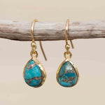 Copper Turquoise Tear Drop Earrings ~ Jewelry ~ 18k Gold Plated ~ Natural ~ Minimalist Everyday ~ Gift for Her ~ Boho ~ Hippie ~ ME189