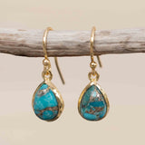 Copper Turquoise Tear Drop Earrings ~ Jewelry ~ 18k Gold Plated ~ Natural ~ Minimalist Everyday ~ Gift for Her ~ Boho ~ Hippie ~ ME189