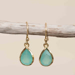 Aqua Chalcedony Tear Drop Earrings ~ Jewelry ~ 18k Gold Plated ~ Natural ~ Minimalist Everyday ~ Gift for Her ~ Boho ~ Hippie ~ ME191