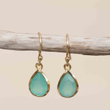 Aqua Chalcedony Tear Drop Earrings ~ Jewelry ~ 18k Gold Plated ~ Natural ~ Minimalist Everyday ~ Gift for Her ~ Boho ~ Hippie ~ ME191