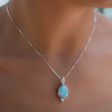 Turquoise, Larimar, Labradorite and Moonstone Tear Drop Necklace ~ Sterling Silver ~ Charm ~ Layered ~ minimalist ~ delicate MN167