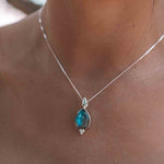 Turquoise, Larimar, Labradorite and Moonstone Tear Drop Necklace ~ Sterling Silver ~ Charm ~ Layered ~ minimalist ~ delicate MN167