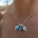 Turquoise, Larimar, Labradorite and Moonstone Tear Drop Necklace ~ Sterling Silver ~ Charm ~ Layered ~ minimalist ~ delicate MN167