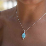 Turquoise, Larimar, Labradorite and Moonstone Tear Drop Necklace ~ Sterling Silver ~ Charm ~ Layered ~ minimalist ~ delicate MN167