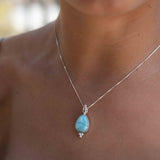 Turquoise, Larimar, Labradorite and Moonstone Tear Drop Necklace ~ Sterling Silver ~ Charm ~ Layered ~ minimalist ~ delicate MN167