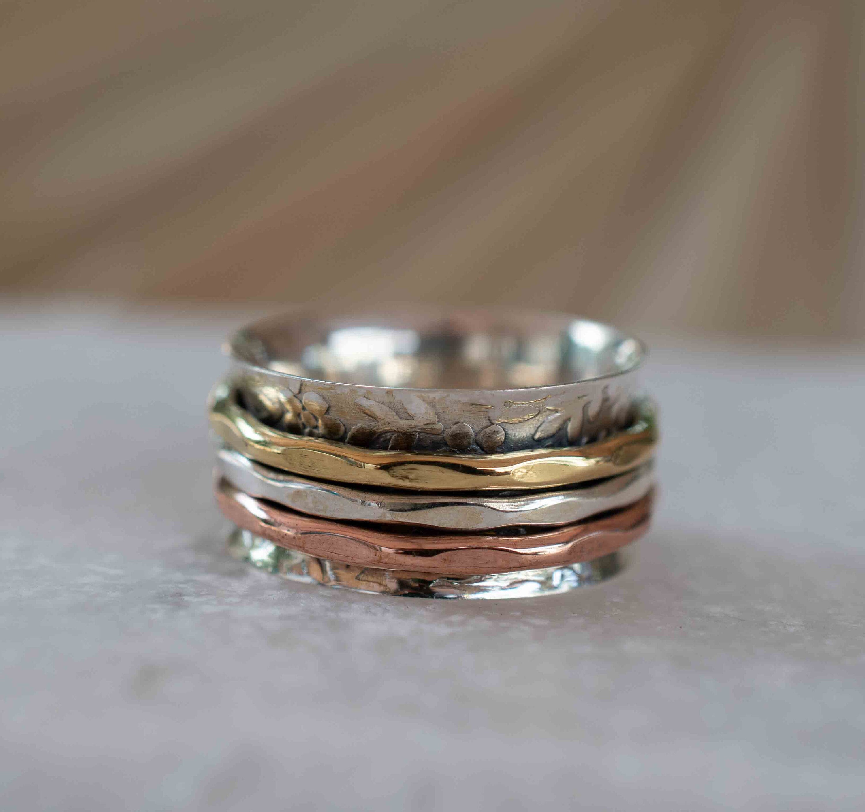 Meditation Ring ~ Spinner Ring~ Spinning ~ Yoga~ Anxiety ~ Anti Stress ~ Thin Band ~ Sterling Silver 925 ~Handmade ~Copper ~Bronze ~MS029