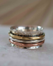Meditation Ring ~ Spinner Ring~ Spinning ~ Yoga~ Anxiety ~ Anti Stress ~ Thin Band ~ Sterling Silver 925 ~Handmade ~Copper ~Bronze ~MS029