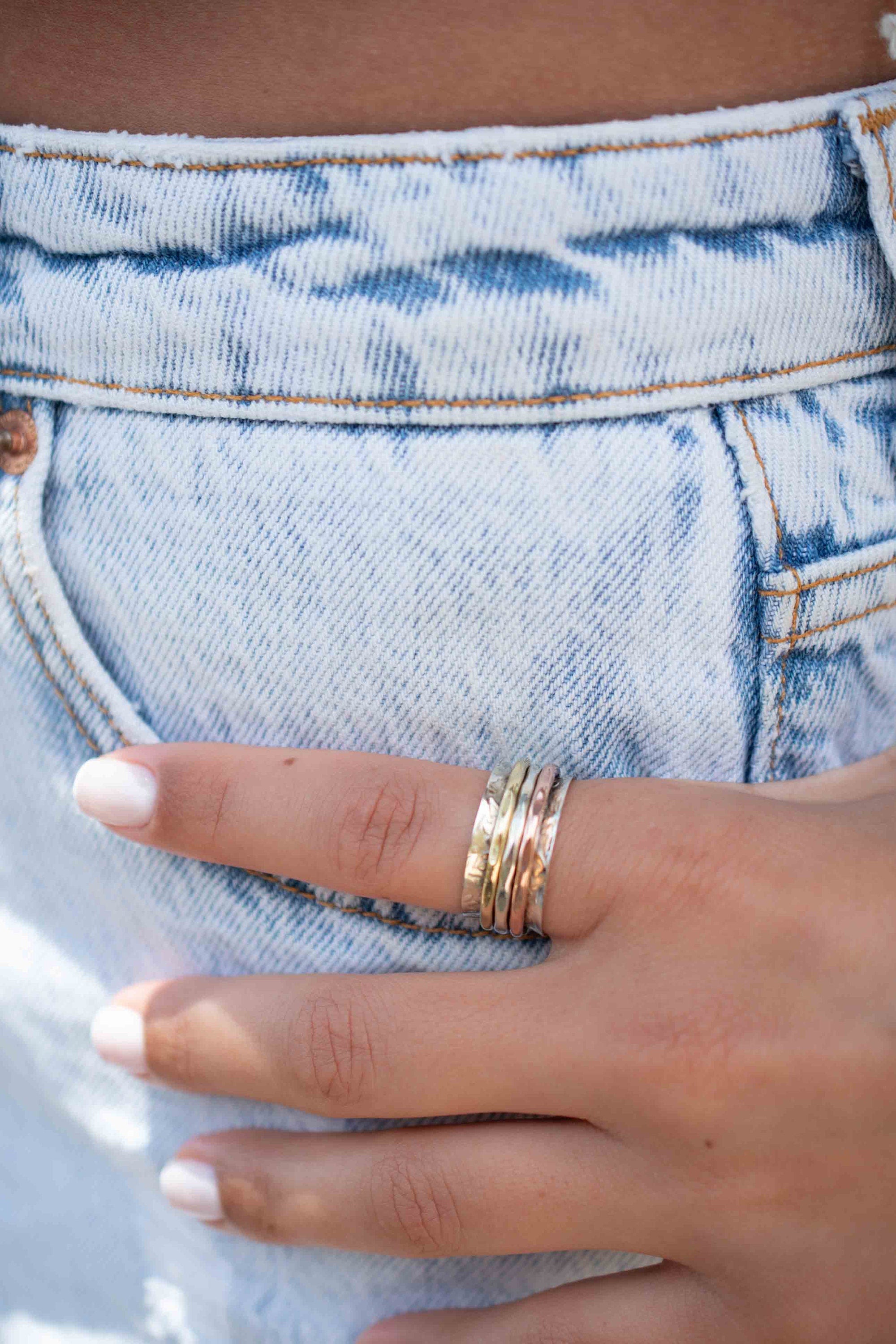 Meditation Ring ~ Spinner Ring~ Spinning ~ Yoga~ Anxiety ~ Anti Stress ~ Thin Band ~ Sterling Silver 925 ~Handmade ~Copper ~Bronze ~MS029