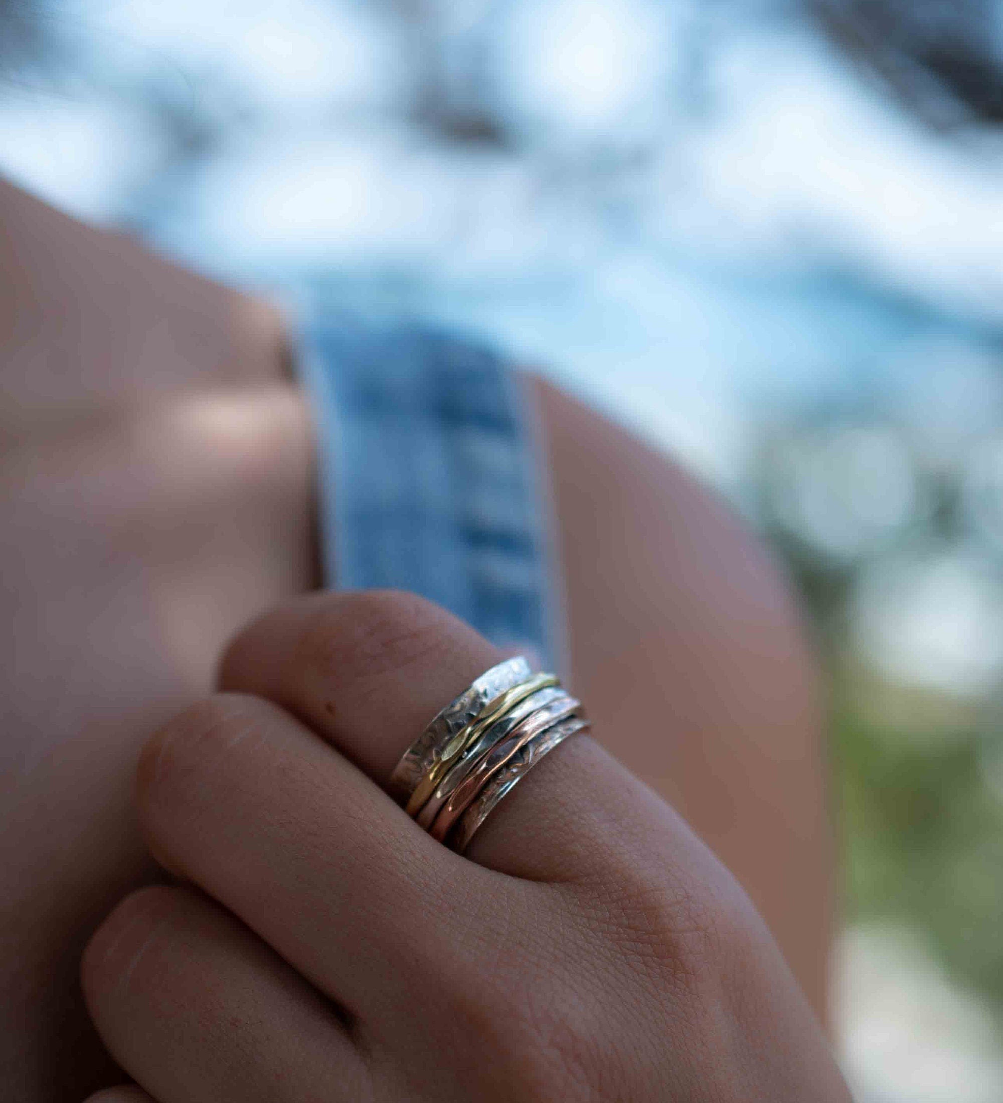 Meditation Ring ~ Spinner Ring~ Spinning ~ Yoga~ Anxiety ~ Anti Stress ~ Thin Band ~ Sterling Silver 925 ~Handmade ~Copper ~Bronze ~MS029