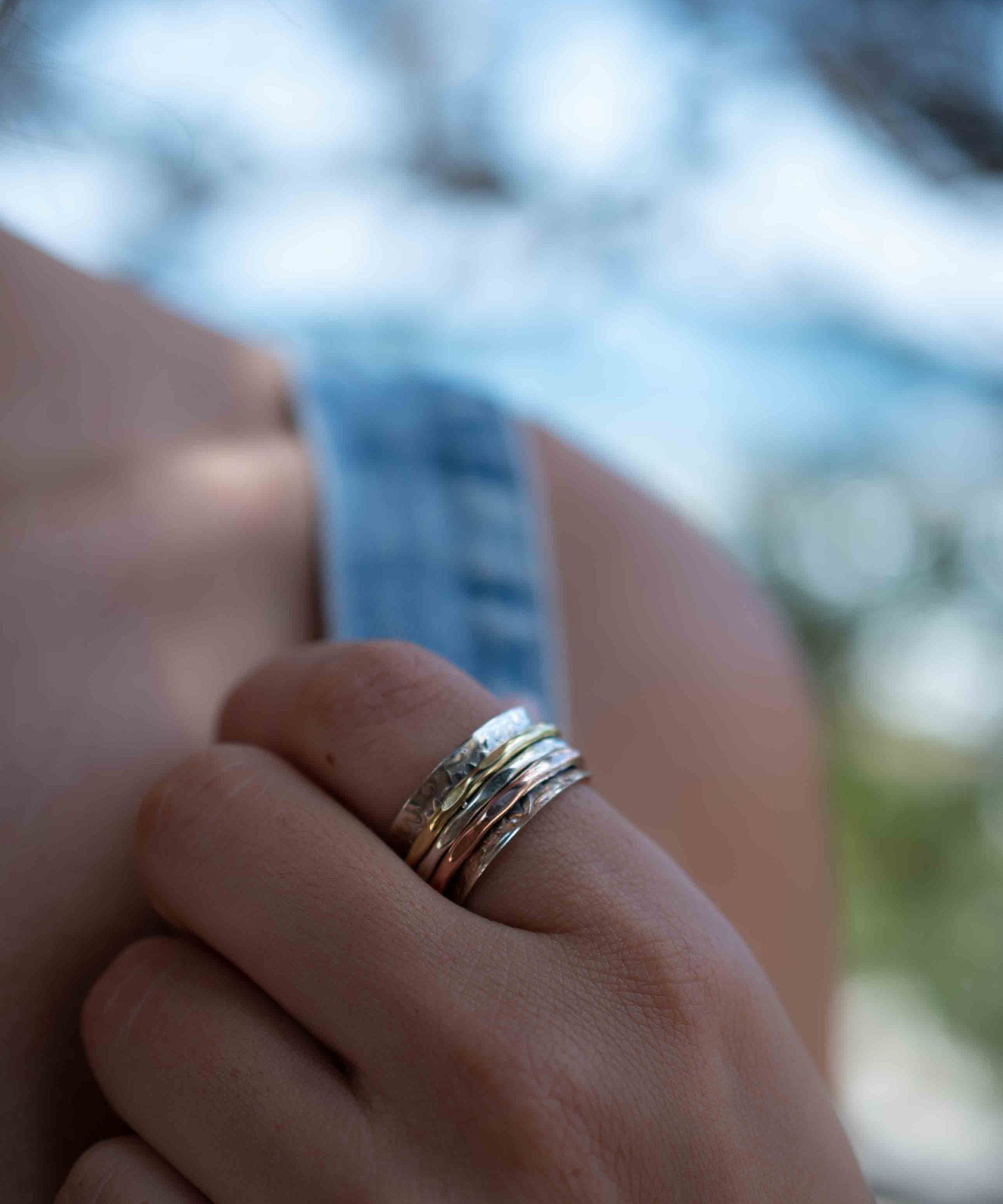 Meditation Ring ~ Spinner Ring~ Spinning ~ Yoga~ Anxiety ~ Anti Stress ~ Thin Band ~ Sterling Silver 925 ~Handmade ~Copper ~Bronze ~MS029