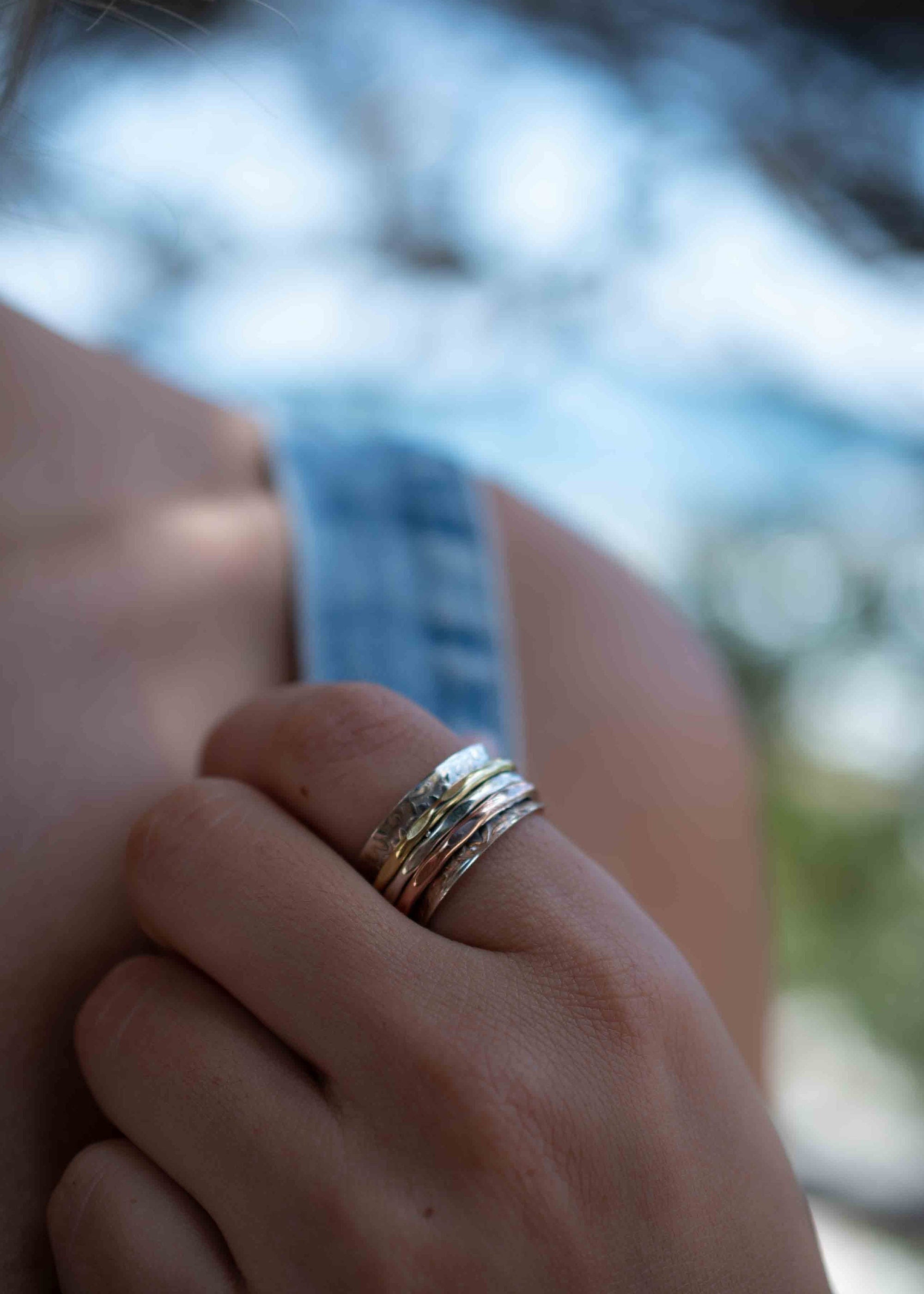 Meditation Ring ~ Spinner Ring~ Spinning ~ Yoga~ Anxiety ~ Anti Stress ~ Thin Band ~ Sterling Silver 925 ~Handmade ~Copper ~Bronze ~MS029