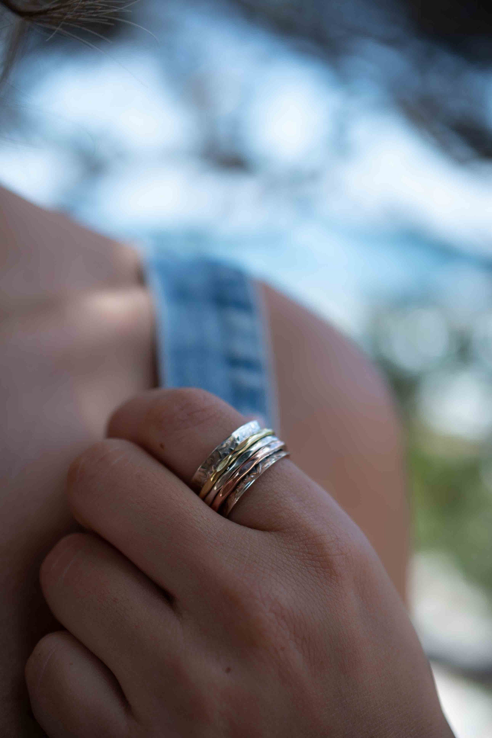 Meditation Ring ~ Spinner Ring~ Spinning ~ Yoga~ Anxiety ~ Anti Stress ~ Thin Band ~ Sterling Silver 925 ~Handmade ~Copper ~Bronze ~MS029