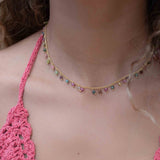 Moonstone, Labradorite, Aqua Chalcedony, Tourmaline or Turquoise Choker Necklace ~ Gold Plated 18k ~Jewelry ~ Minimalist ~Layered ~ MN135