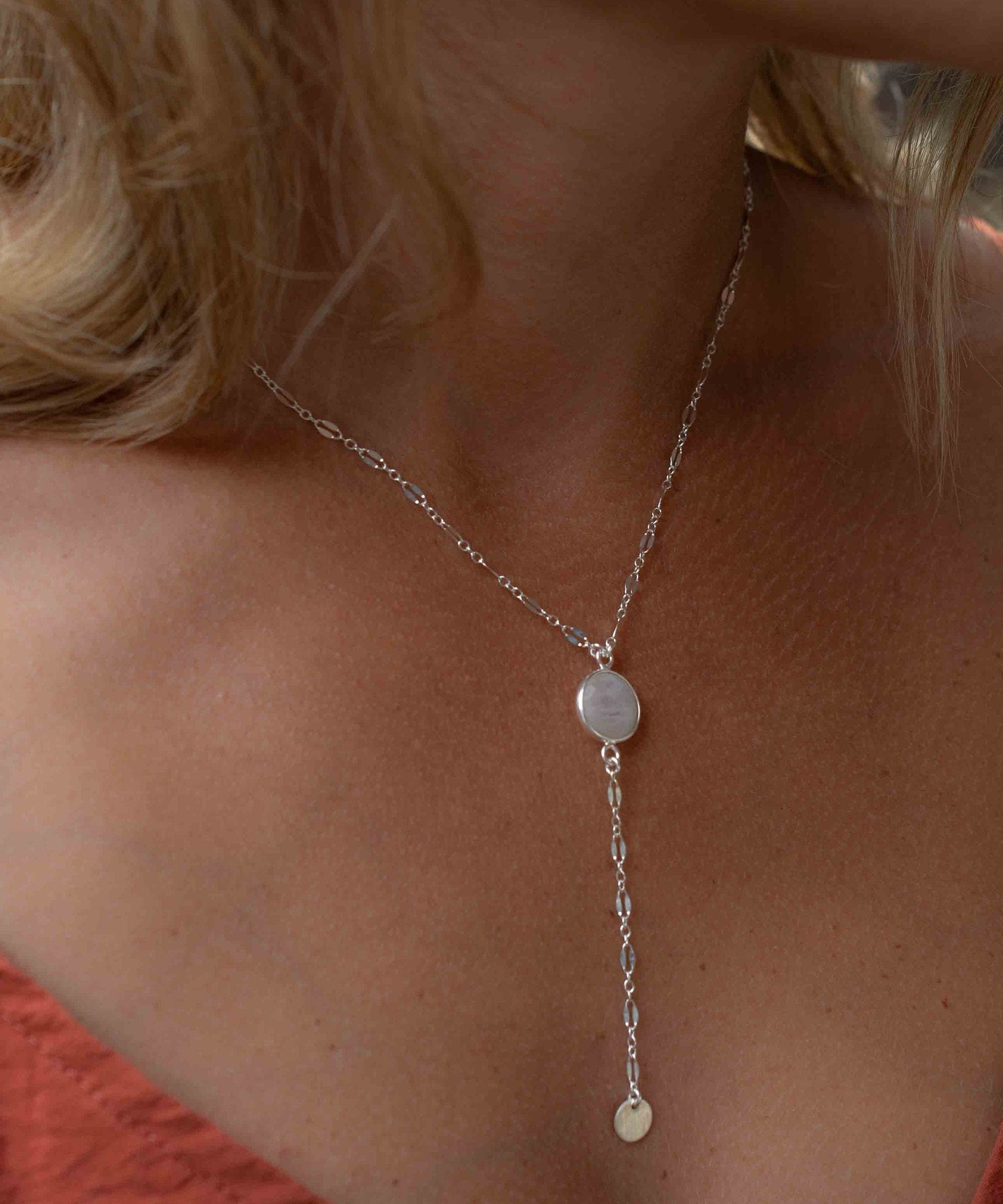 Labradorite or Moonstone Necklace ~ Sterling Silver 925 or Gold Filled ~ Y Necklace ~ Jewelry ~ Minimalist ~ Handmade~ Delicate MN013