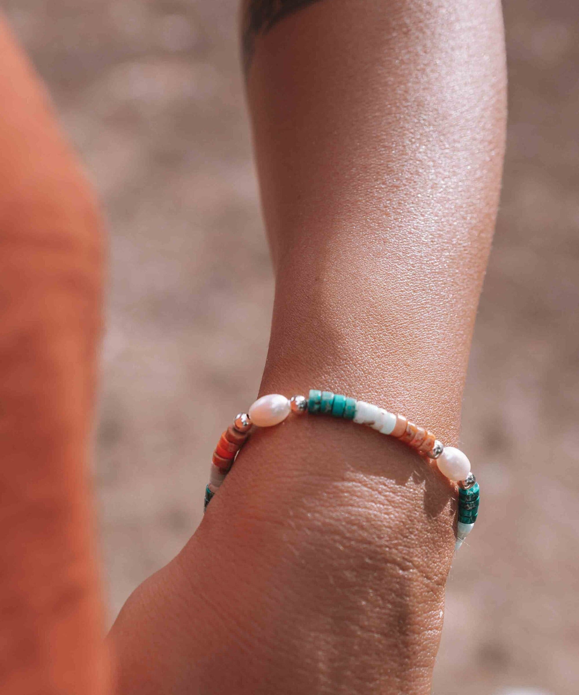 Colored Jade & Pearl Bracelet ~ Gold Filled or Sterling Silver 925 ~ Handmade ~ Hippie ~Bohemian ~Jewelry ~Stackable ~Gemstone ~MB0