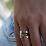 SALE Spinner Ring~Spinning ~Spin ~Meditation ~Anxiety ~Anti Stress~Large Band ~Sterling Silver 925 ~Handmade ~Mix Metals~Copper~Bronze~MS030