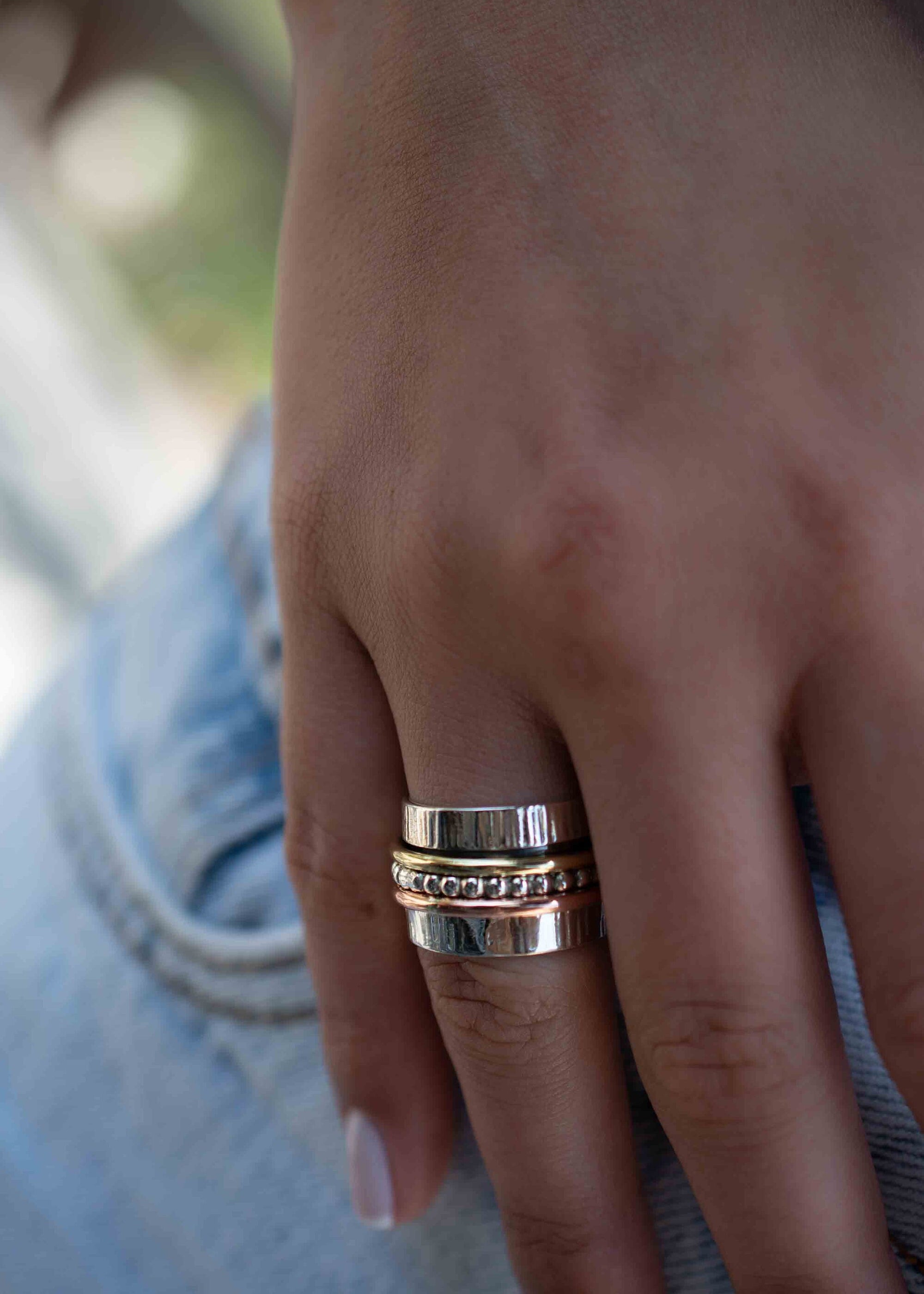 SALE Spinner Ring~Spinning ~Spin ~Meditation ~Anxiety ~Anti Stress~Large Band ~Sterling Silver 925 ~Handmade ~Mix Metals~Copper~Bronze~MS030